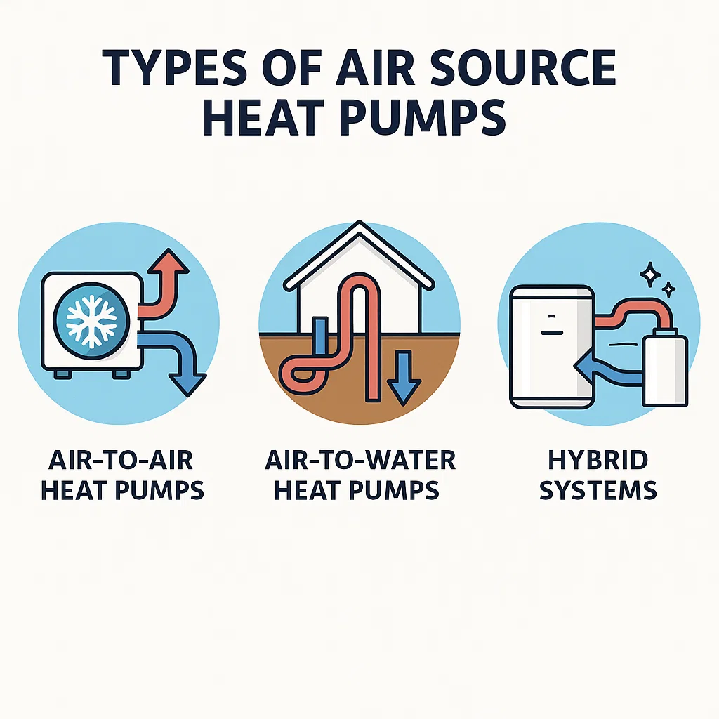 air source heat pump types