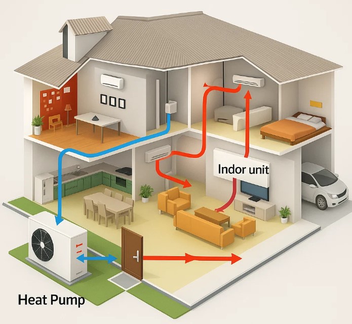 air source heat pump indoor outdoor 